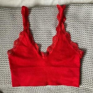 Red Knit Lace Bralette